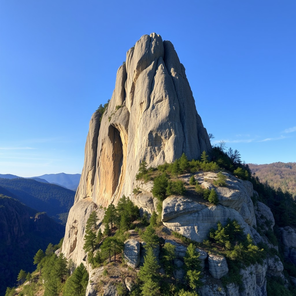 Chimney Rock formation in the Western North Carolina gorge