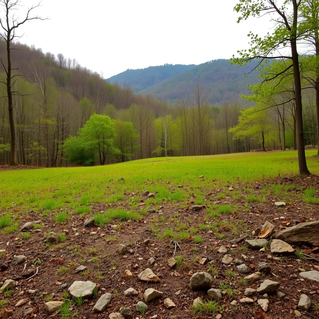 Wooded mountain land parcel in Western North Carolina where soil and slope determine septic feasibility