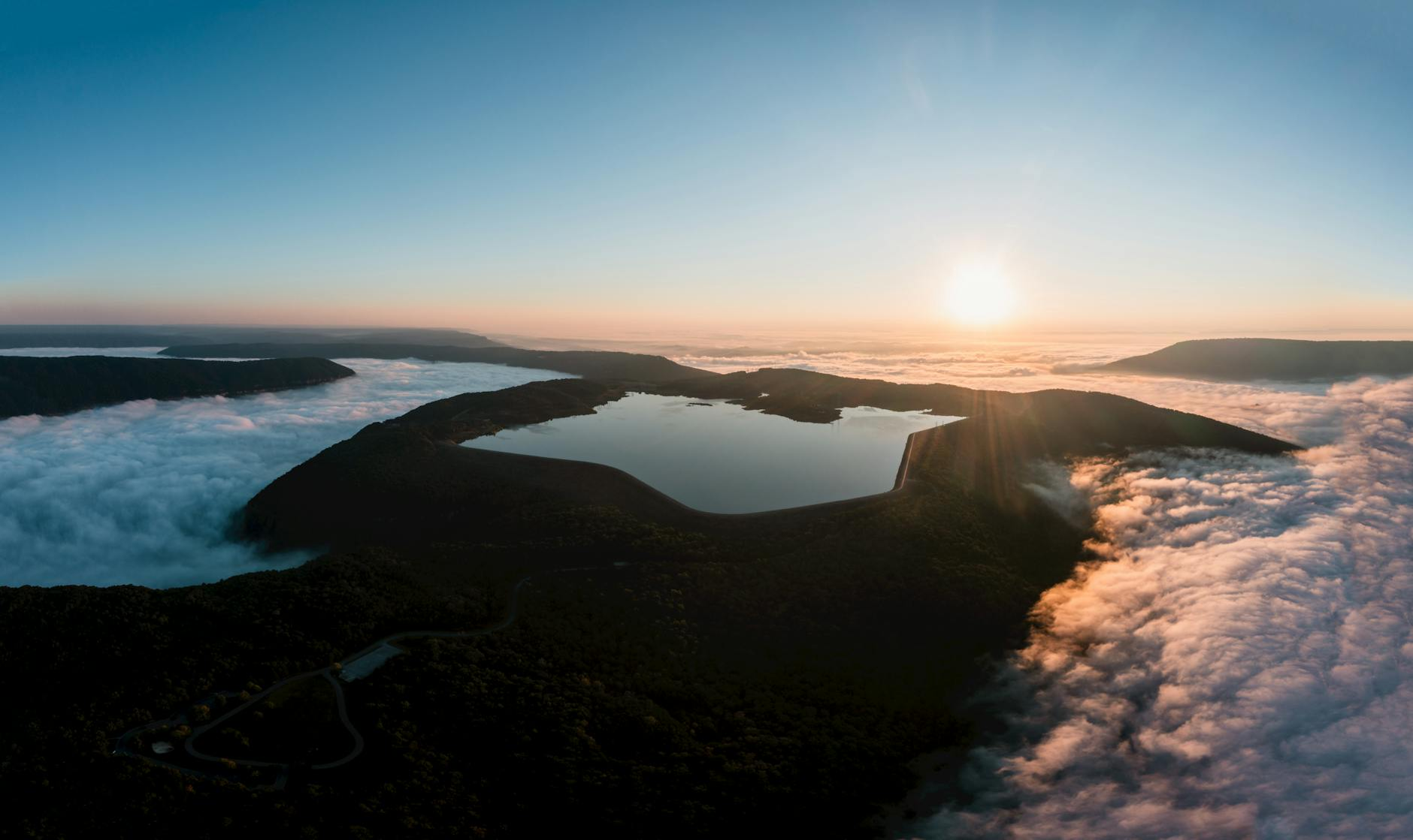 Lake Lure North Carolina lake sunrise fog mountains